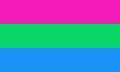 Top view of flag of Polysexuality Pride, no flagpole. Plane design, layout. Flag background. Freedom and love concept. Pride month