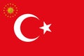 Top view of flag President of Turkey Turkey. Turkish patriot and travel concept. no flagpole. Plane design, layout. Flag