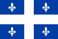 Top view of flag of Quebec, Canada. Canadian travel and patriot concept. no flagpole. Plane design, layout. Flag background