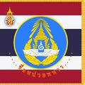 Top view of flag Royal Thai Air Force Unit Colour Thailand. Thai patriot and travel concept. no flagpole. Plane design, layout.