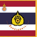 Top view of flag Royal Thai Army Unit Colour Thailand. Thai patriot and travel concept. no flagpole. Plane design, layout. Flag