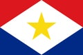 Top view of flag Saba, Netherlands. Dutch travel and patriot concept. no flagpole. Plane design, layout. Flag background