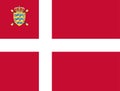 Top view of flag Standard Chief Defense Staff, Denmark. Danish patriot and travel concept. no flagpole. Plane design, layout. Flag