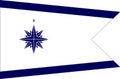 Top view of flag Standard of the Coast Guard Commandant bordered, Japan. Japanese patriot and travel concept. no flagpole. Plane