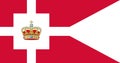 Top view of flag Standard Royal House, Denmark. Danish patriot and travel concept. no flagpole. Plane design, layout. Flag