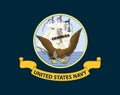 Top view of flag of United States Navy, no flagpole. Plane design, layout. Flag background