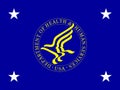 Top view of flag of United States Secretary of Health and Human Services, no flagpole. Plane design, layout. Flag background