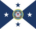 Top view of flag of Vice Commandant of the United States Coast Guard, USCG, no flagpole. Plane design, layout. Flag background