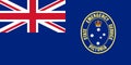 Top view of flag Victoria SES, Australia. Australian travel and patriot concept. no flagpole. Plane design, layout. Flag