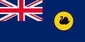 Top view of flag Western Australia, Australia. Australian travel and patriot concept. no flagpole. Plane design, layout. Flag