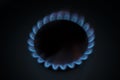 Top view of the flame from gas stove with black background