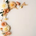 Elegance in Bloom: Overhead Floral Composition on a Light Backdrop Royalty Free Stock Photo