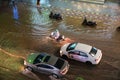 Top view of flooded traffic in a heavy rain in Hanoi, Vietnam Royalty Free Stock Photo