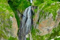 Top view flowing water of the large Mermaid Hair Waterfall in the city of Jermuk Royalty Free Stock Photo