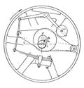 Top View of the Fly Wheel Governor Turning Clockwise vintage illustration