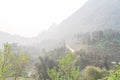 Top view the foggy mountain landscape in the North Vietnam Royalty Free Stock Photo