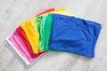 Folded colored tshirts Royalty Free Stock Photo