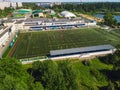 Top view on football field of school Olympic reserve in Zelenograd in Moscow, Russia
