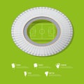 Top view of football stadium or soccer arena. Sport venue in flat design. Royalty Free Stock Photo