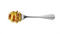 Fork with spaghetti carbonara Royalty Free Stock Photo