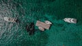 Top View of four Boats Standing on Jetty