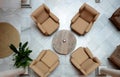 Top view of four chairs
