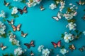 Amazing elegant artistic image nature, butterfly, petals in spring