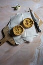 Top view of French snacks quiche on a background Royalty Free Stock Photo