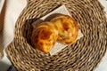 Top view of fresh Argentinian empanadilla, bathed in sunlight Royalty Free Stock Photo