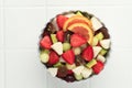 Top View Fresh Fruit Salad in the Bowl Royalty Free Stock Photo