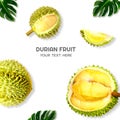 Top view of fresh green durian