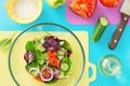 Top view fresh ingredients cooking summer salad. Healthy food Royalty Free Stock Photo