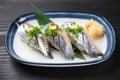 Fresh Pacific Saury Nigiri Sushi Royalty Free Stock Photo