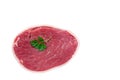 Top view of fresh raw beef steak isolated on white background Royalty Free Stock Photo