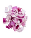 Top view of fresh red or purple Spanish onion slices in cube shape in stack isolated on white background with clipping path Royalty Free Stock Photo
