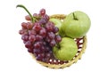 Top view of fresh ripe red grape and guava. Royalty Free Stock Photo