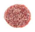 Top view of a fresh sausage patty