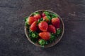 Top view Fresh strawberries on basket Royalty Free Stock Photo