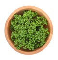 Top view of Fresh Zanthozylum limonella Alston in wooden bowl is