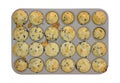 Top view of freshly baked blueberry muffins in a pan Royalty Free Stock Photo