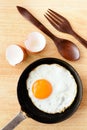 Top view fried egg in pan