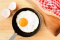 Top view fried egg in pan