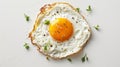 On top view of fried egg on white background, food cooking photo object design Royalty Free Stock Photo