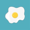 Top view of a fried, scrambled egg icon. Template for health theme. Breakfast flat design