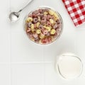 Top View Froot Loops with Milk, Copy Space Royalty Free Stock Photo