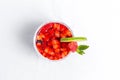 Top view of frozen strawberry and lime margarita. Royalty Free Stock Photo