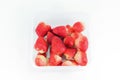 Top view Fruit, Fresh strawberry, berry red in white dish on white background Royalty Free Stock Photo