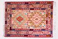 Top view full details of a persian handmade kilim rug showing th