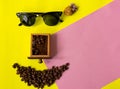 Top view funny face made from coffee beans Royalty Free Stock Photo