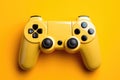 Top view game console on a yellow background